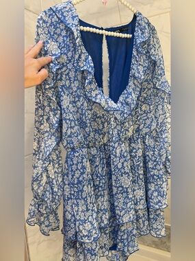 ZARA - blue floral romper (medium)